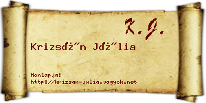 Krizsán Júlia névjegykártya