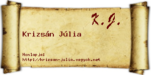 Krizsán Júlia névjegykártya